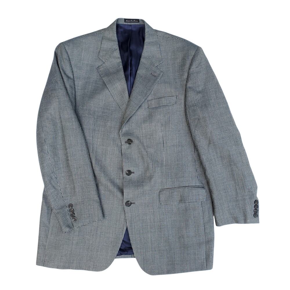 Ralph Lauren Ivy Prep Silk Wool Puppytooth Houndstooth Wool Tweed Sport Coat 44L